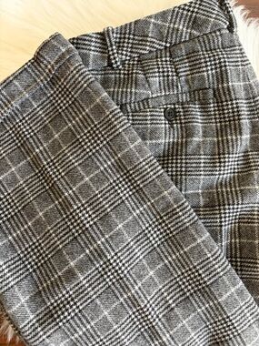 Banana Republic Gray & Black Glen Plaid Trousers Wool Blend